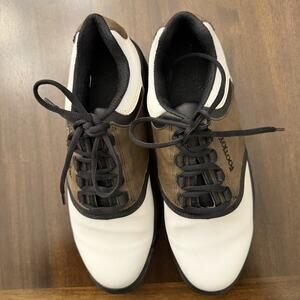 FootJoy Greenjoys Men’s Saddle Golf Shoes Size 8.5 Need New Spikes Brown & White